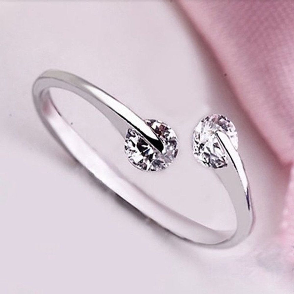 NEW Simulated Diamond Bypass‎ Ring | White Gold Plated Sterling Silver